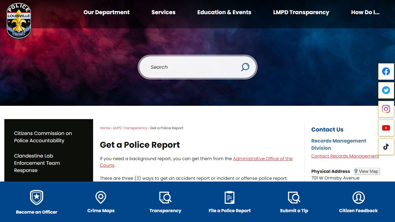 Get a Police Report | Louisville Metro PD, KY